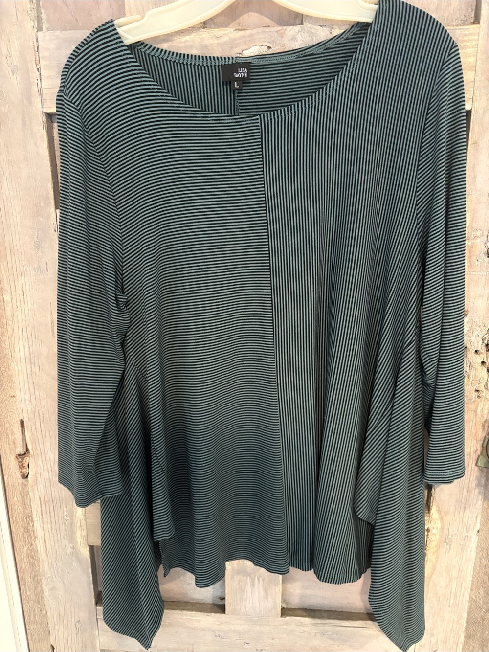 Black & moss green Striped Womens Tunic Top,sizes